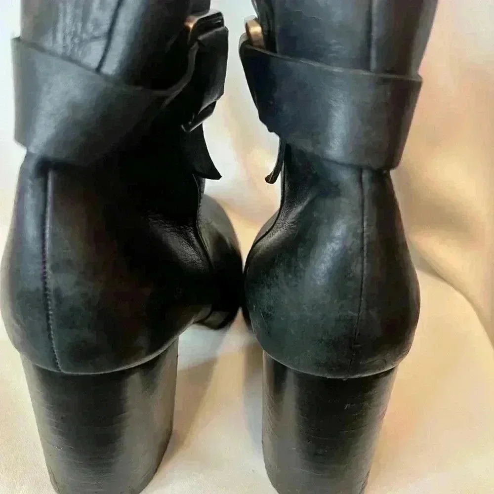 Lands End Leather Boots Black Size 8M